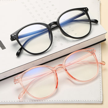 Literary round frame anti-blue light glasses women's foreign trade cross-border quick sale flat frame trend retro myopia frame wholesale