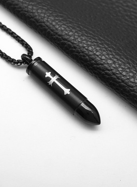 十字架子弹头钢吊坠项链情侣饰品