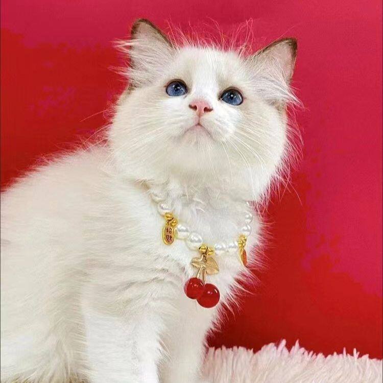 Pet Cherry Lucky Necklace Cat Dog Collar Cute Princess Style Accessories DIY Handmade Collar