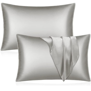 Imitation silk double-sided ice silk pillowcase plain silk single pair satin solid color summer pillowcase wholesale