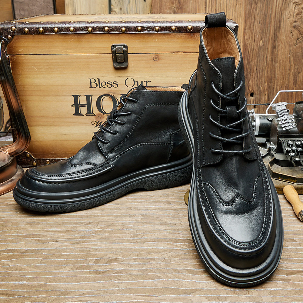 Men’s Cowhide Leather British-Style Martin Boots