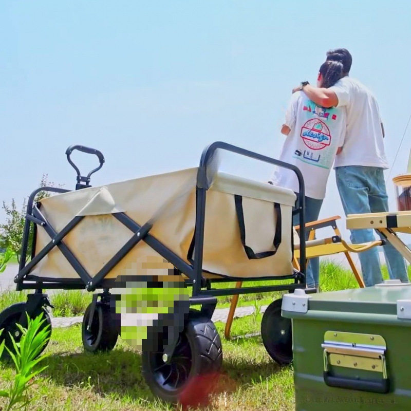 Outdoor Camping Cart Folding Cart Camping Trailer Portable Shopping Cart Children's Sit-Down Cart