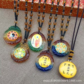 In stock colored glaze pendant Temple binding sutra necklace safe LUCKY LUCKY amulet jewelry wholesale