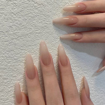 Simple Gradient Color Bare Nail Armor Pointy Dressing Armor Medium Water Drop Armor Removable Fake Nail Patch European and American Style