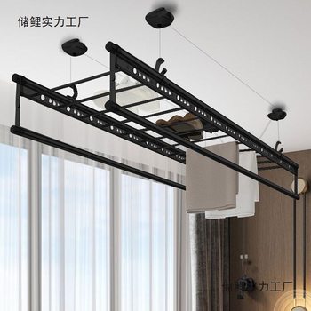 Adjustable Clothes Drying Rack for Balcony, Manual Double-Rod Clothes Drying Rod, Indoor Household Automatic Folding Quilt Drying Rack, Manual Clothes Hanger