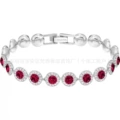 Red crystal roman white gold bracelet