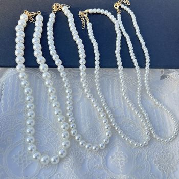French pearl necklace artificial beaded artificial pearl temperament all-match clavicle chain new environmentally friendly adjustable neck chain