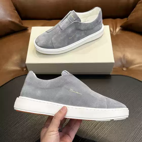 Santon Premium Cross-Border Autumn/Winter New Loafers for Men, Genuine Suede Leather, Simple, Lightweight, Comfortable Casual Men's Shoes