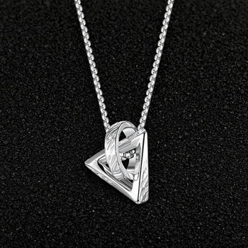 Square and Round Geometric Pendant Necklace Men's High-End Personalized Hip-Hop Accessories Men's Versatile Design Pendant Wholesale