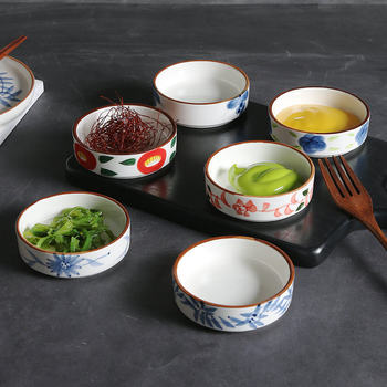 Nine Tian Burn Ceramic Flavor Dish High Color Value Hand-painted Soy Sauce Vinegar Dish Hot Pot Shop Dipping Soy Sauce Dish Good-looking Underglaze Color Small Dish