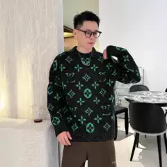 Correct Version of Lujia High Version Knitted Large Logo Pullover Round Neck Jacquard Long-Sleeved Work Clothing Versatile Sweater for Men and Women