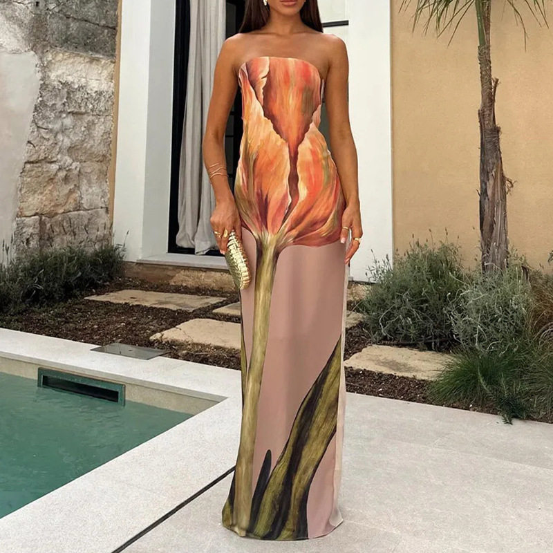 Sleeveless Floral Maxi Dress Stylish Sexy Spring Collection Perfect for Casual or Evening Wear Wholesale Available