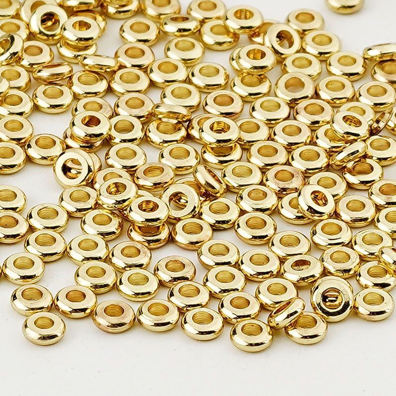 Spot Stainless Steel Wheel Beads Flat Tire Gold-Plated Spacer Beads Braided Rope Accessories Beads Multi-Specification Ready Stock