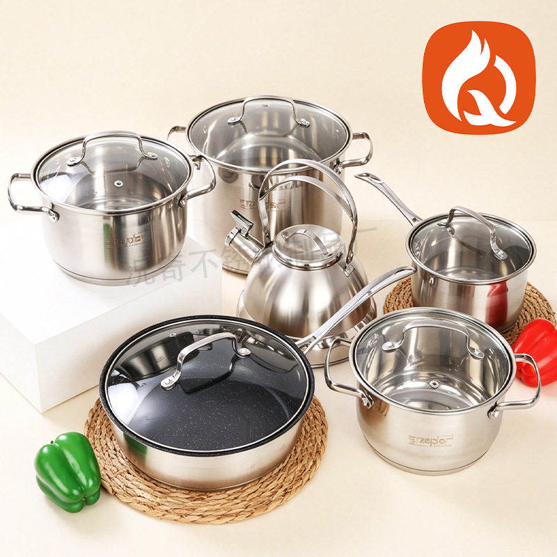 ชุดเครื่องครัว 12 ชิ้น ฐานประกอบ นำเข้าส่งออก หม้อซุป Amazon กระทะ หม้อนม ชุดเครื่องครัวสแตนเลส