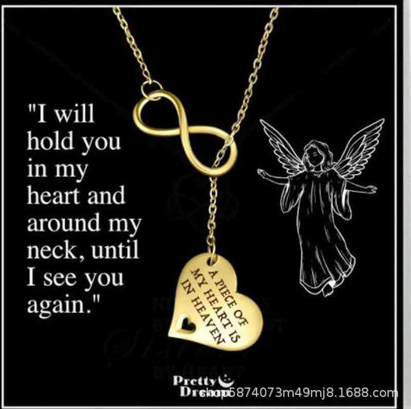 Factory direct peach HEART 8-character necklace A PIECE OF MY HEART IS IN HEAVEN can be customized