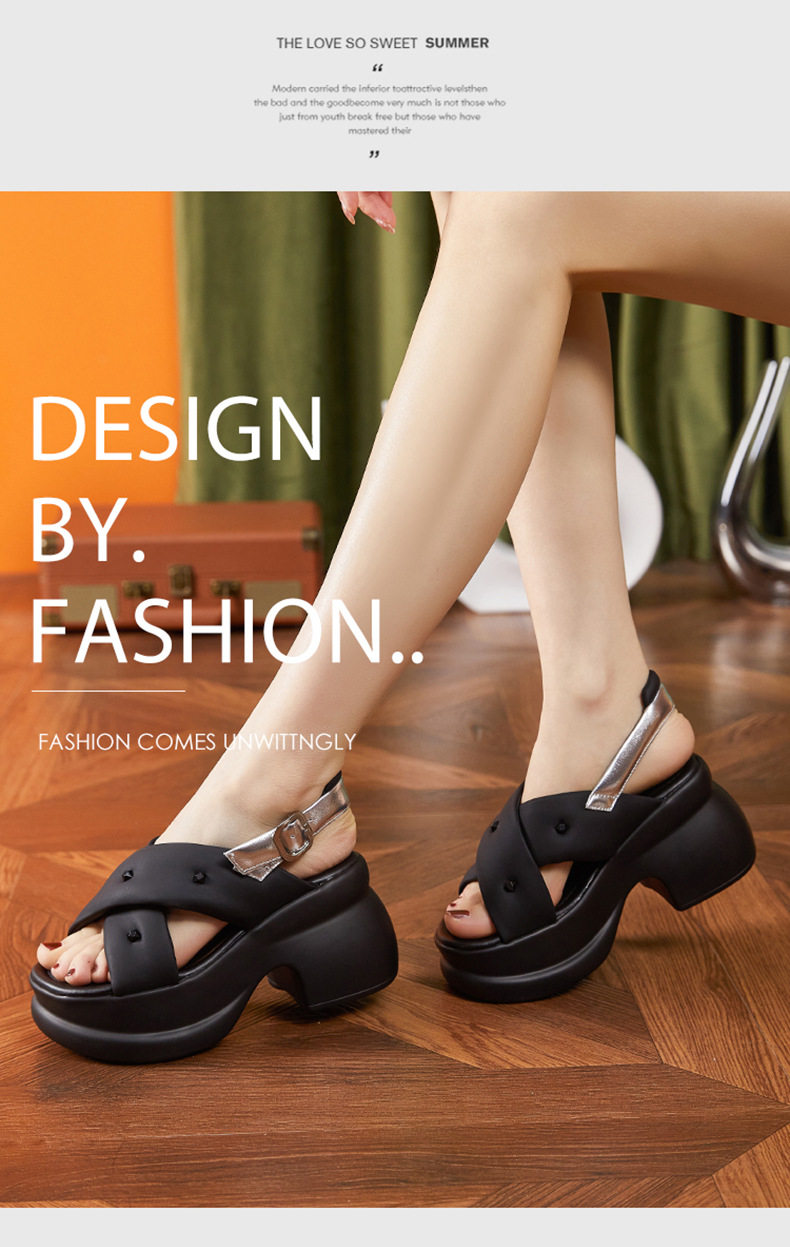Dép sandal nữ quai chữ V đế PU mềm mại phong cách thể thao — Len tinh khiết, Đen chi tiết 9