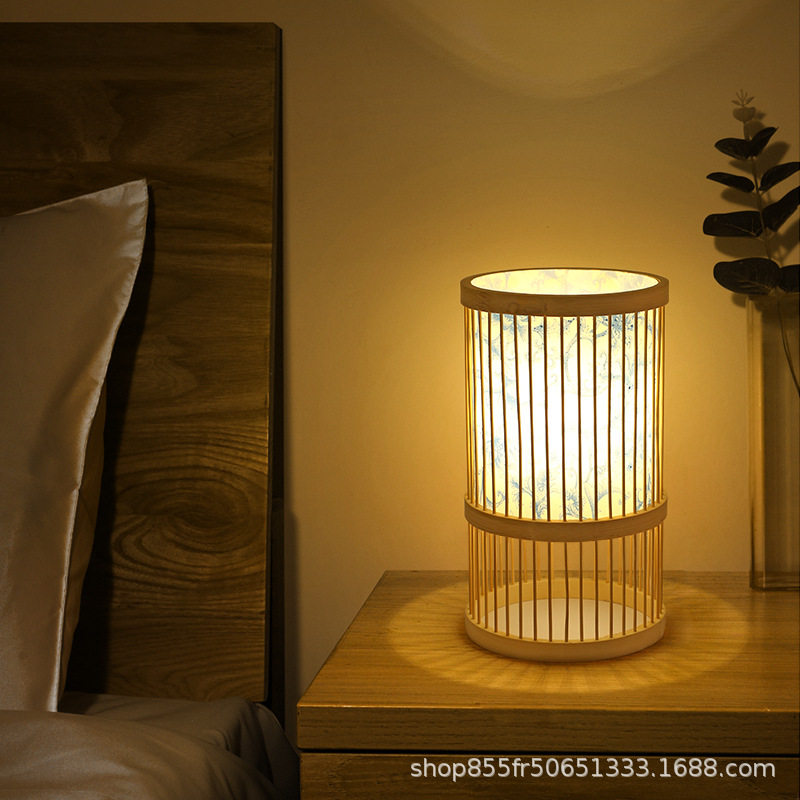 Bamboo Lamp Chinoiserie Tea Room B&B Guest Room Living Room Zen Tea New Chinoiserie Lantern Creative Japanese Bamboo Table Lamp