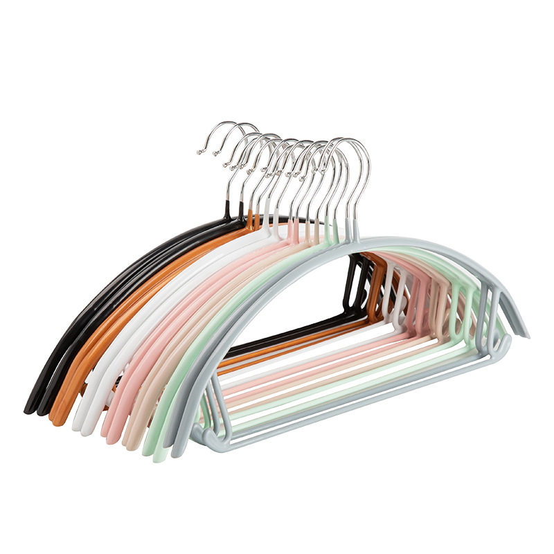 Semi-Circular Plastic Dipped Seamless Clothes Hanger Household Non-Slip Clothes Hanging Thickened Clothes Support Stainless Steel Adult Clothes Rack Wholesale