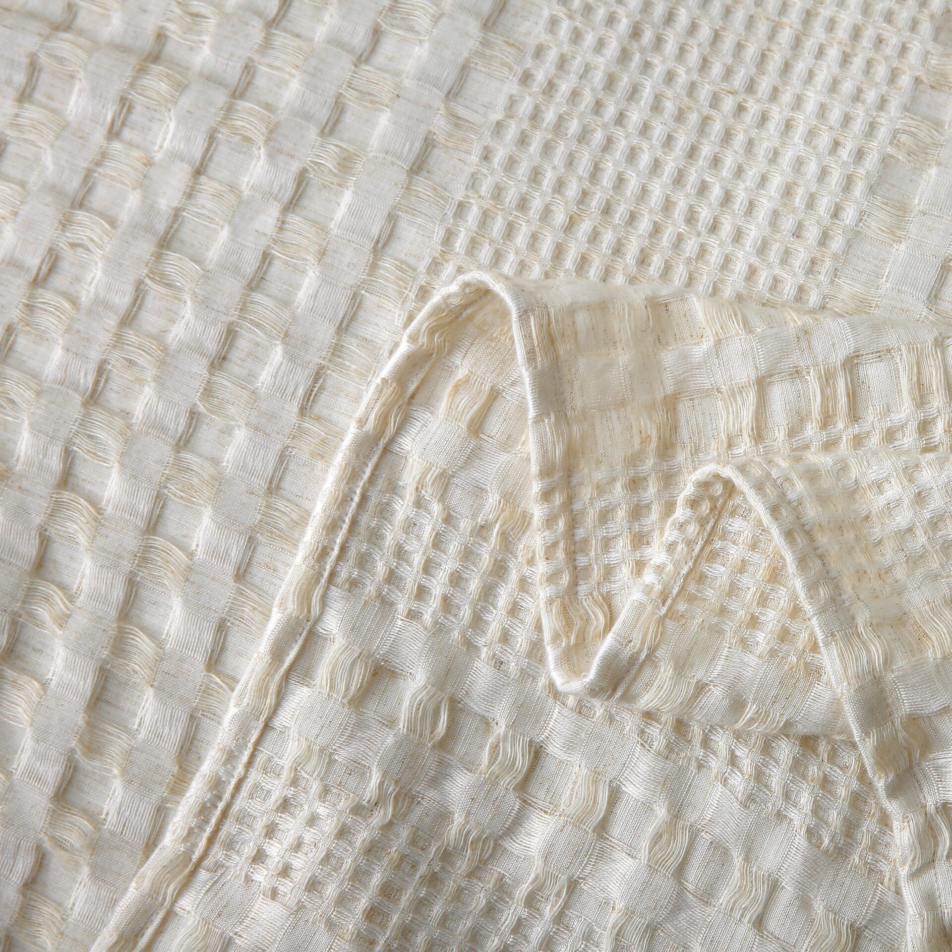 Yutaiyuan Tencel Hemp Waffle Blanket Air-Conditioning Blanket Comfortable and Breathable Sofa Blanket Antibacterial Bath Towel Skin-Friendly