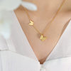 Simple Korean style frosted butterfly pendant necklace stud earrings ring jewelry suit gold plated fashion temperament jewelry