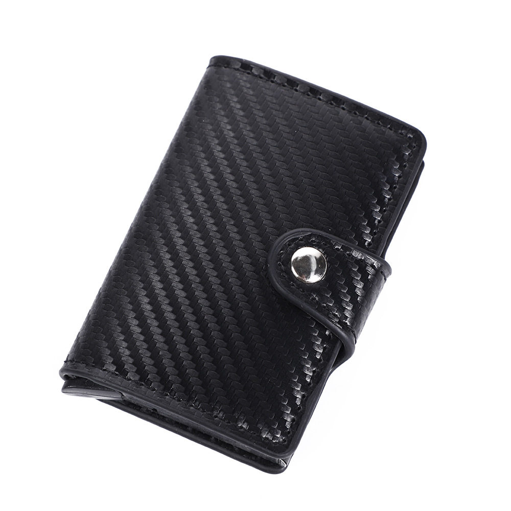 Cross-Border Popular Rfid Aluminum Box Card Holder Carbon Fiber Pu Anti-Theft Credit Card Holder Metal Automatic Card Ejection Card Box