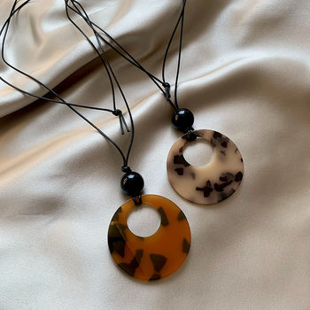 Geometric Leopard Print Ring Pendant Long Necklace for Women New Chinese Style Light Luxury Niche Clavicle Chain Fashion Versatile Necklace Jewelry