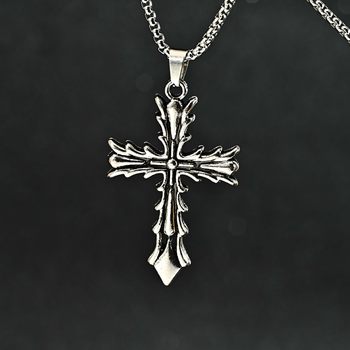 European and American Popular Thorn Cross Retro Hip-Hop Necklace Halloween Gift Cross-Border Supply Sweater Chain Wholesale
