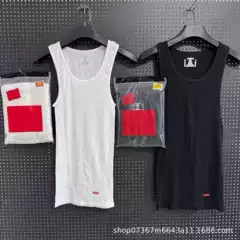 Unbranded Base Layer Three-Piece Set, Black and White Pure Cotton with Small Logo, American-Style Trendy Brand, Lightweight and Breathable Gym Training Sports Shirt