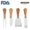 Kitchen Gadgets 4-Piece Set Stainless Steel Cheese Knife Butter Knife Butter Knife Acacia Wood Handle Cheese Knife