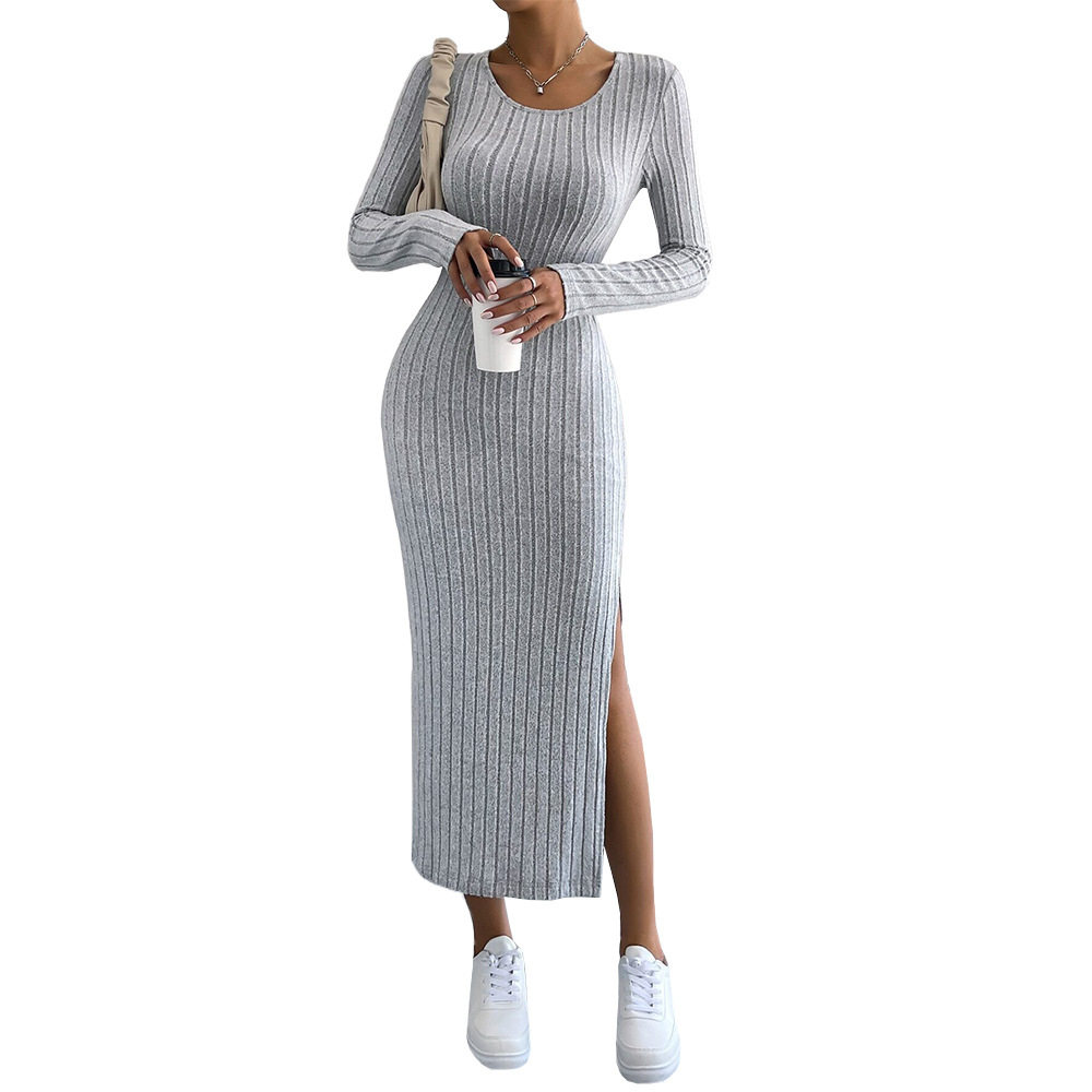 Chic Midi Bodycon Dress Slim Fit Side Slit Comfortable Fabric Spring Summer Casual Wear for Petite Sizes Wholesale