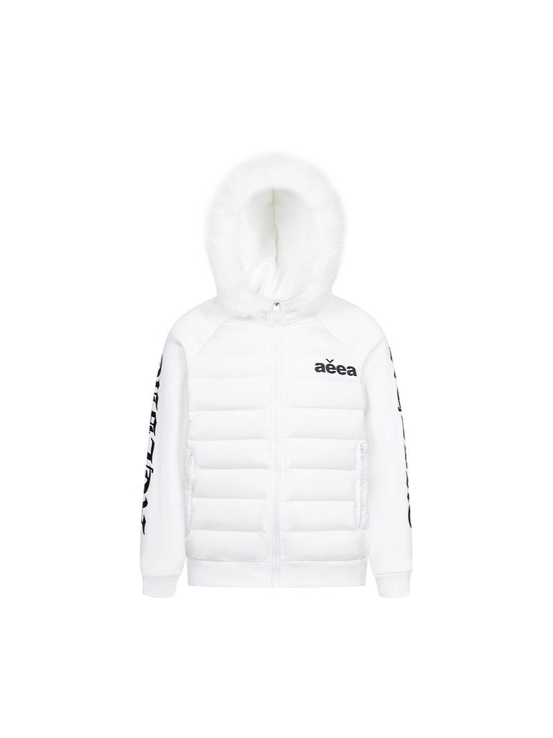 American White Duck down Raglan Splicing Hooded down Jacket for Men and Women 2025 Winter New Couple Loose Warm Jacket