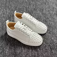 Electric Embroidery Suede Flat-Soled Men's Casual Sports Shoes with Rivets, Cross-Border Hot-Selling Wholesale in Stock