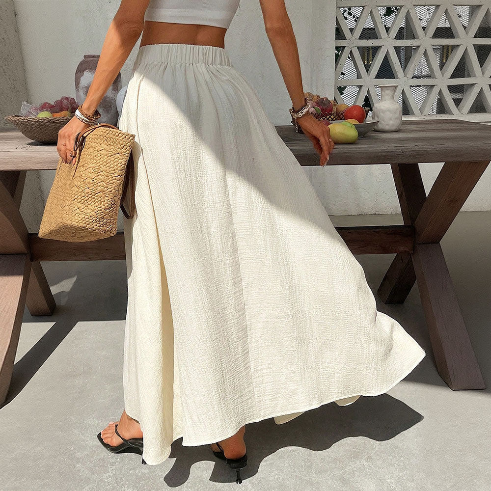 High Waisted Flared Maxi Skirt Lightweight Versatile Flattering Summer Vacation Beachwear Wholesale Available