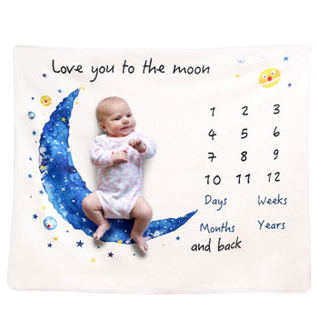 Cross-border Cartoon Baby Calendar Blanket Milestone Digital Blanket Photography Photo Blanket Flannel 3d Digital Printing
