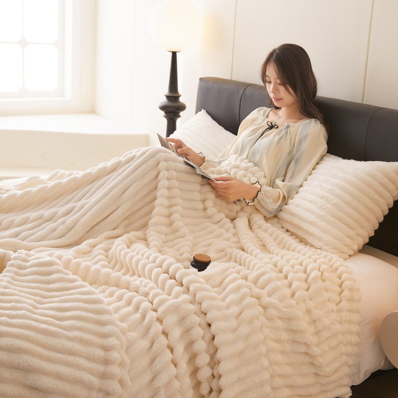 New magic wool blanket cross-border trade solid color draw blanket single double plain rabbit wool blanket wholesale and retail