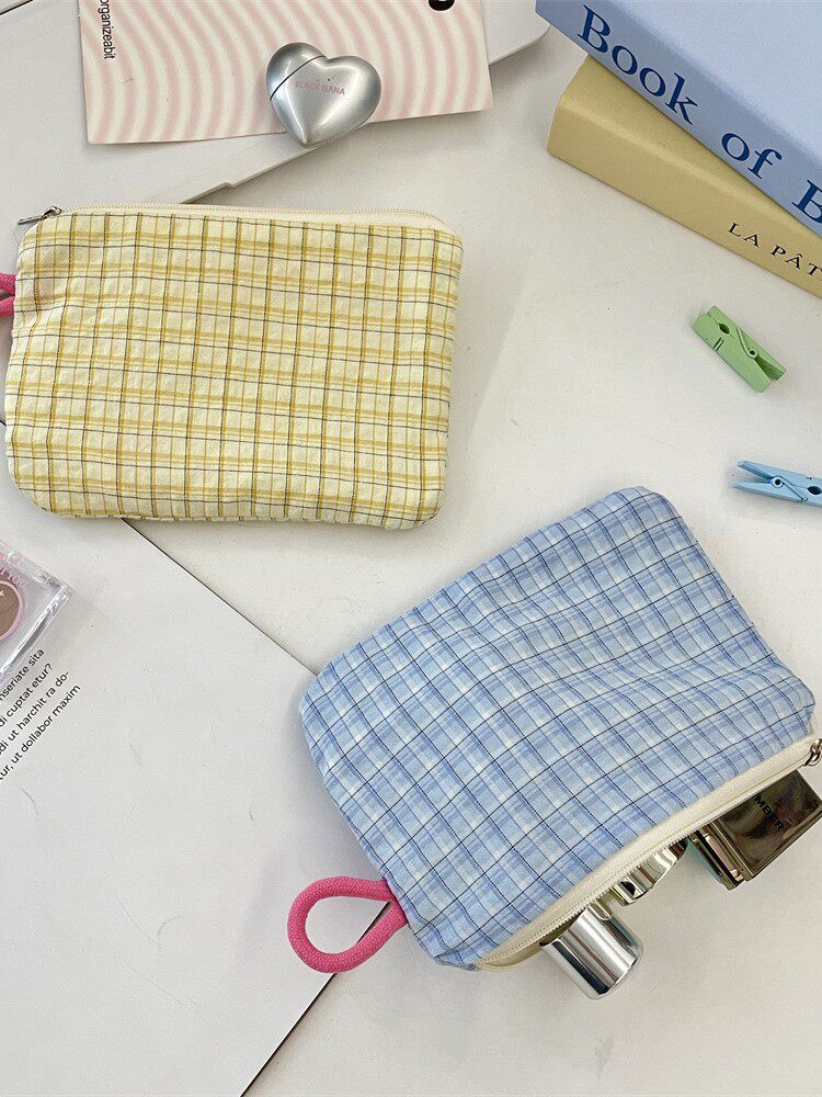 5815 Plaid Coin Bag Carry-On Key Bag Coin Bag Miscellaneous Bag Cosmetics Lipstick Air Cushion Storage Bag