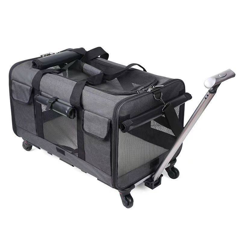 Cat Out of Bag New Portable Pet Trolley Case Detachable Universal Wheel Breathable Foldable Large Capacity Pet Bag
