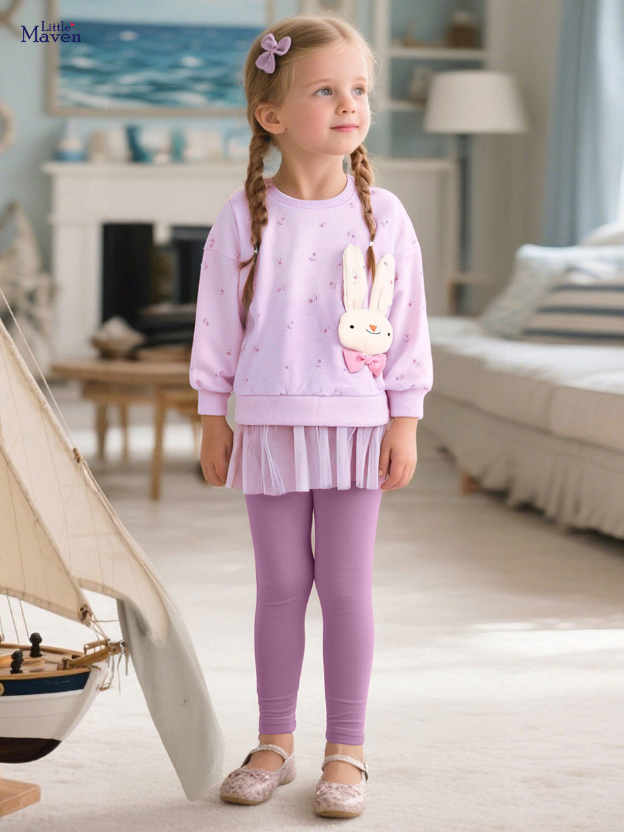 Grosir Pakaian Anak Produsen Sumber, Set Anak Perempuan Lengan Panjang Musim Gugur, Set Anak Hiasan 3D Lucu