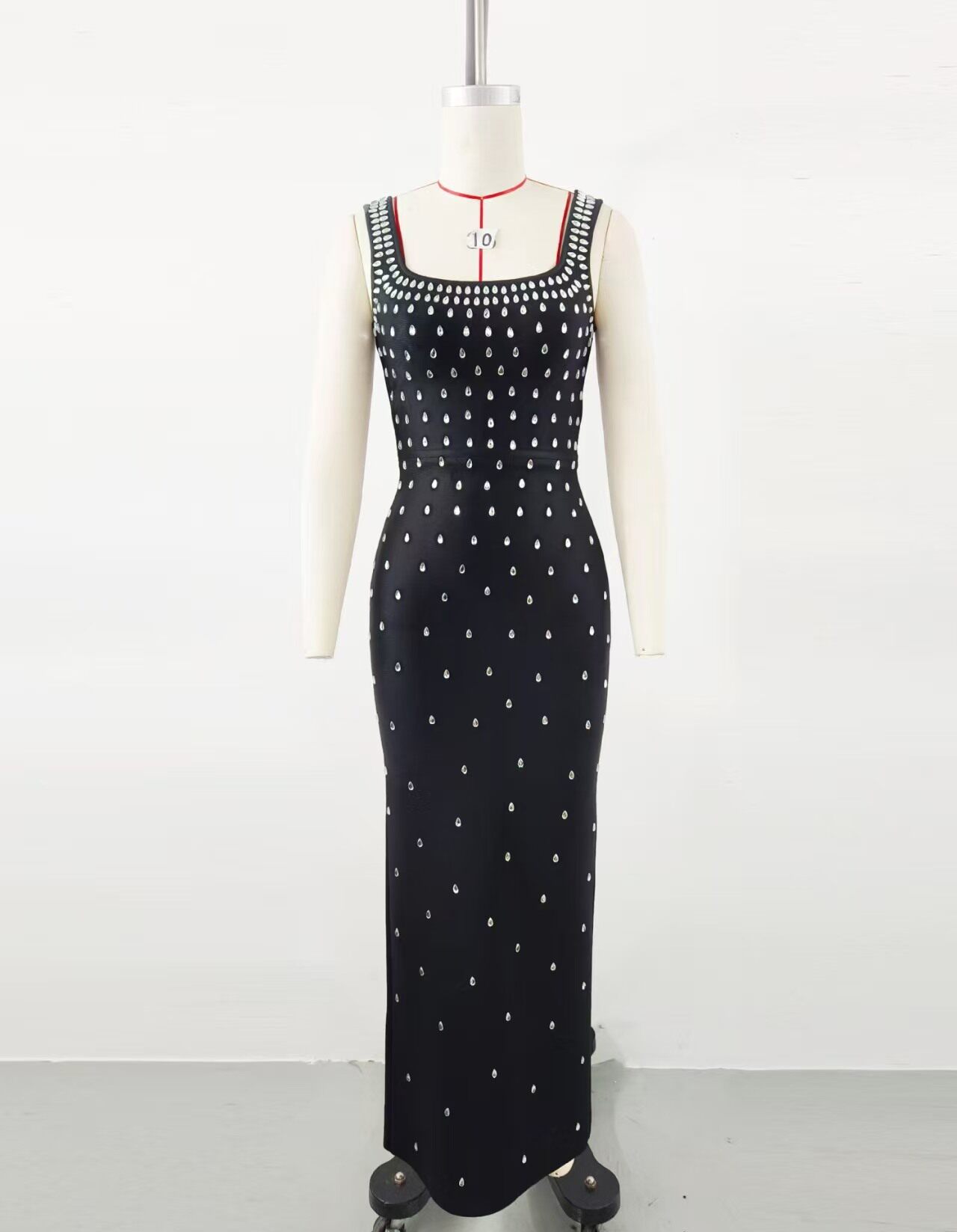 Resort style slim rhinestone suspender dress light luxury party evening dress