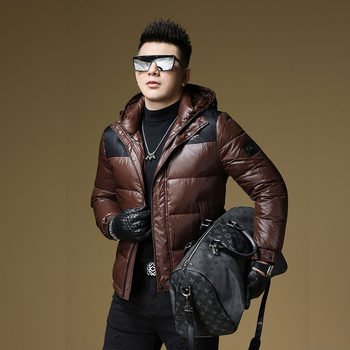 Winter Hooded down Jacket for Men, Short and Lightweight, 2025 New Style, Trendy Middle-Aged Men's Clothing, Easy-Care, Simple European Style, Warm Coat