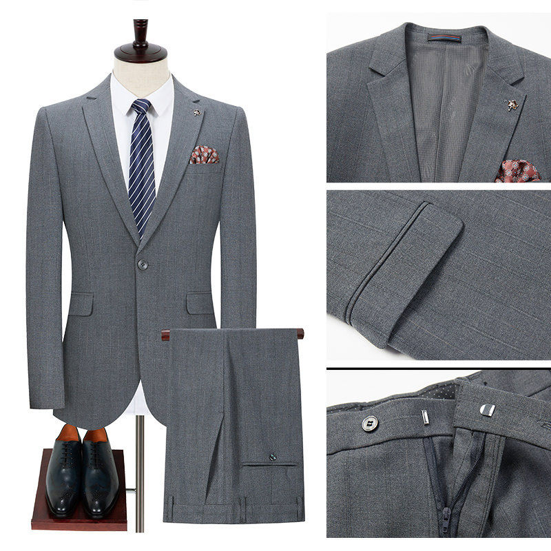 专柜高端羊毛西服套装男正装行政商务修身绅士职业两件套结婚西装