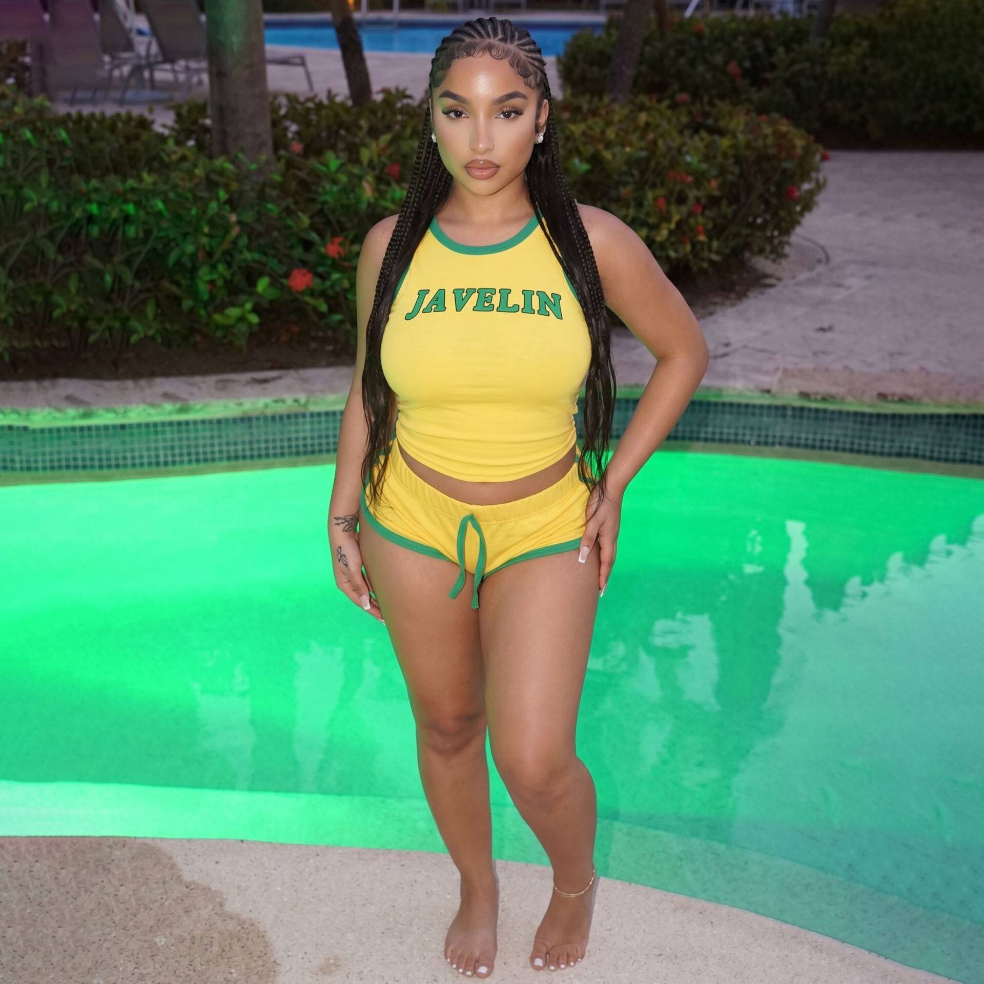 Womens Summer Two Piece Set Sleeveless Crop Top with Letter Print Low Waist Drawstring Shorts Casual Fashion for