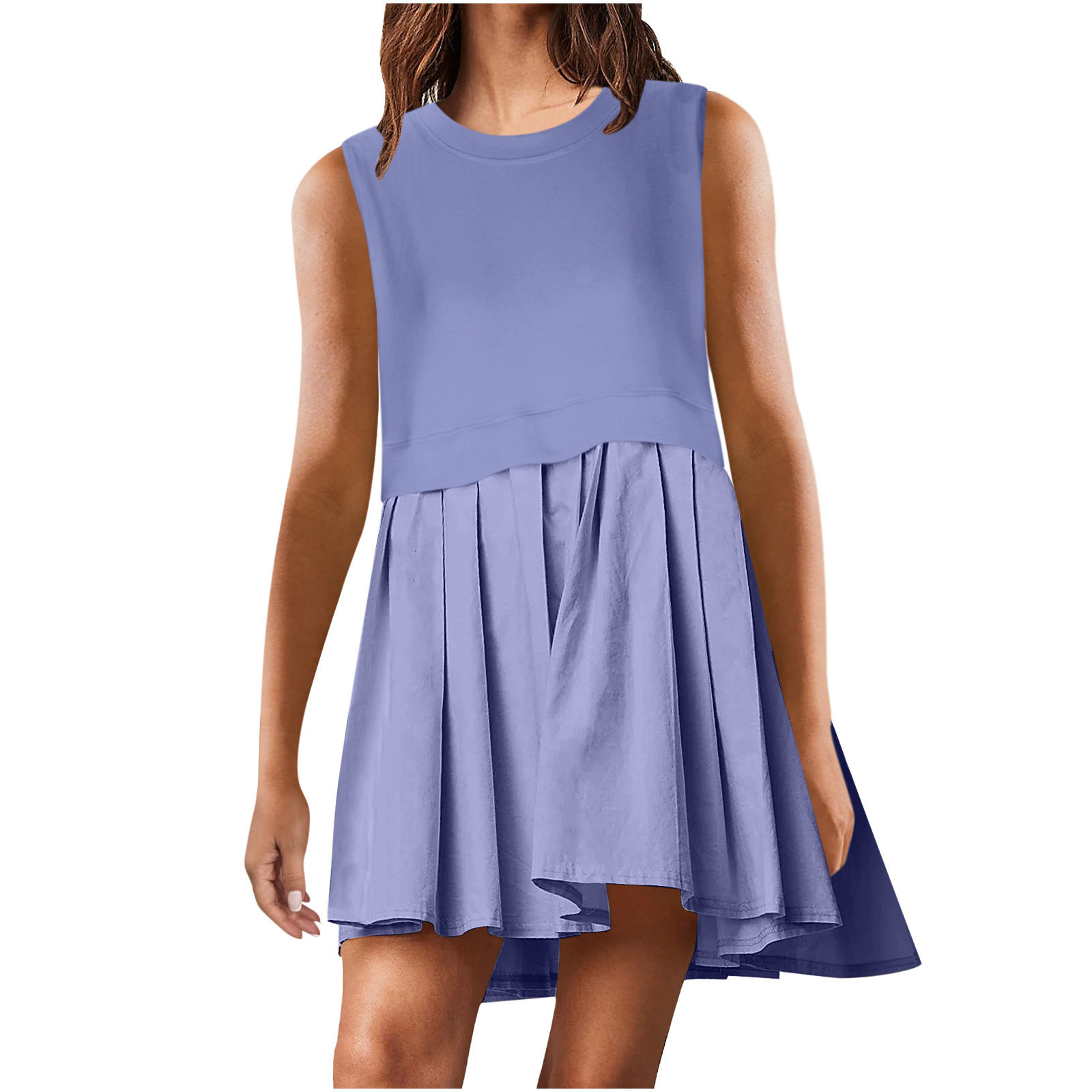 Summer Casual Sleeveless Dress Minimalist Solid Color European and American Style Perfect for Daily Wear Ready to Ship