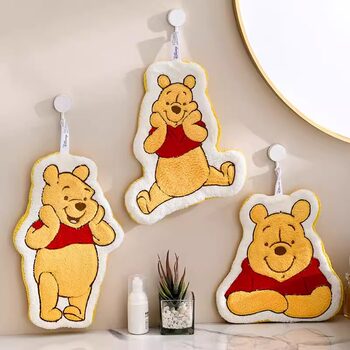 Cute Cartoon Hanging Towel Coral Fleece Towel Household Kitchen Bathroom Absorbent Children Bear Towel