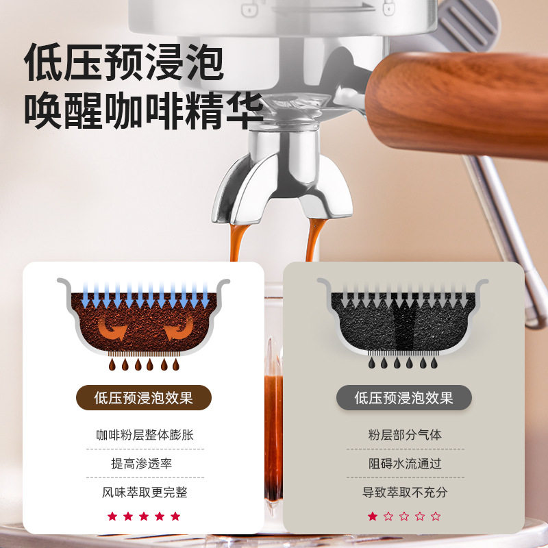 Coffee machine household small semi-automatic high-pressure steam milk foam espresso machine