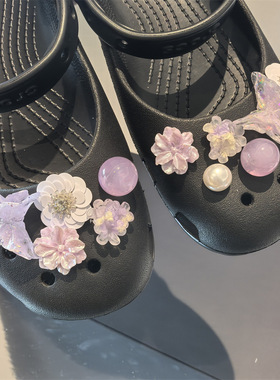 AI LIFE紫色葡萄洞洞鞋配饰鞋花芭蕾蝴蝶花朵鞋扣适配Cross/Crocs