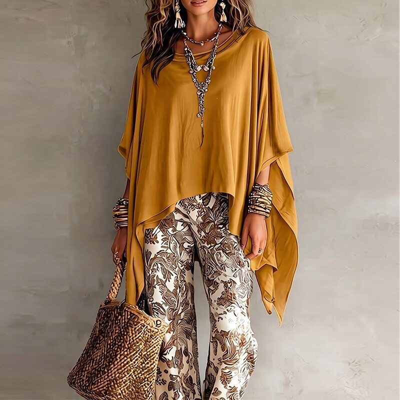 Womens Batwing Sleeve Top Loose Fit Solid Color Fashionable Design Summer Vacation Style Wholesale Available