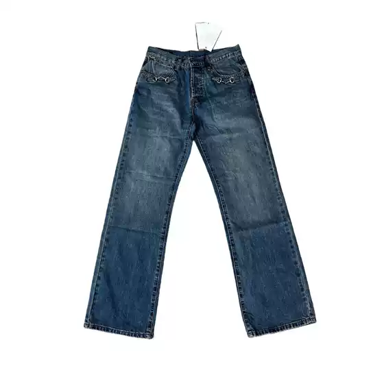 "Pure Original 1:1" Cross-Border Hot-Selling In-Stock g Brand New Nano-Lock Buckle Washed Denim Jeans, Loose Fit, Couple Style