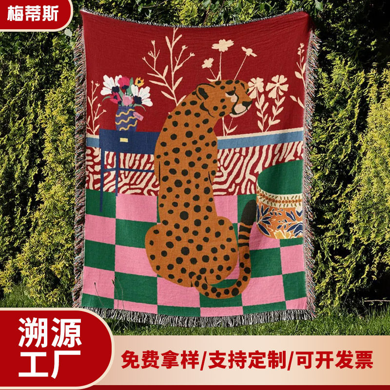 Manufacturer Tapestry Custom Camping Blanket Carpet Picnic Mat Blanket Sofa Blanket Ethnic Style Bohemian Outdoor Thread Blanket
