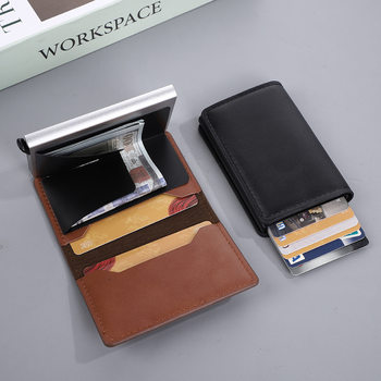 Rfid Men's Card Holder Aluminum Alloy Credit Card Wallet Aluminum Metal Card Holder Aluminum Shell Anti-Magnetic Card Box Business Card Holder